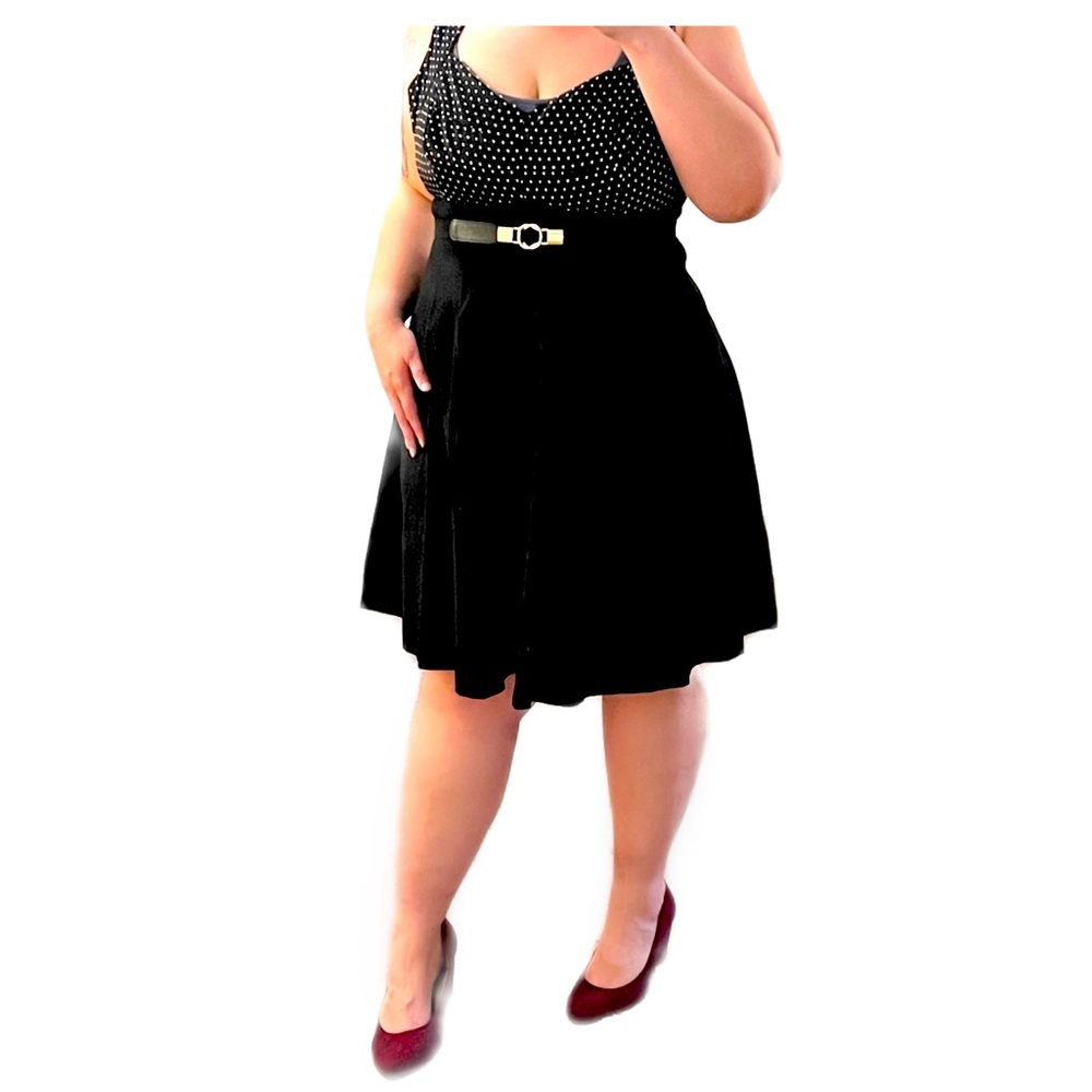 Torrid Belted Polka Dot Silk Pinup Swing Dress